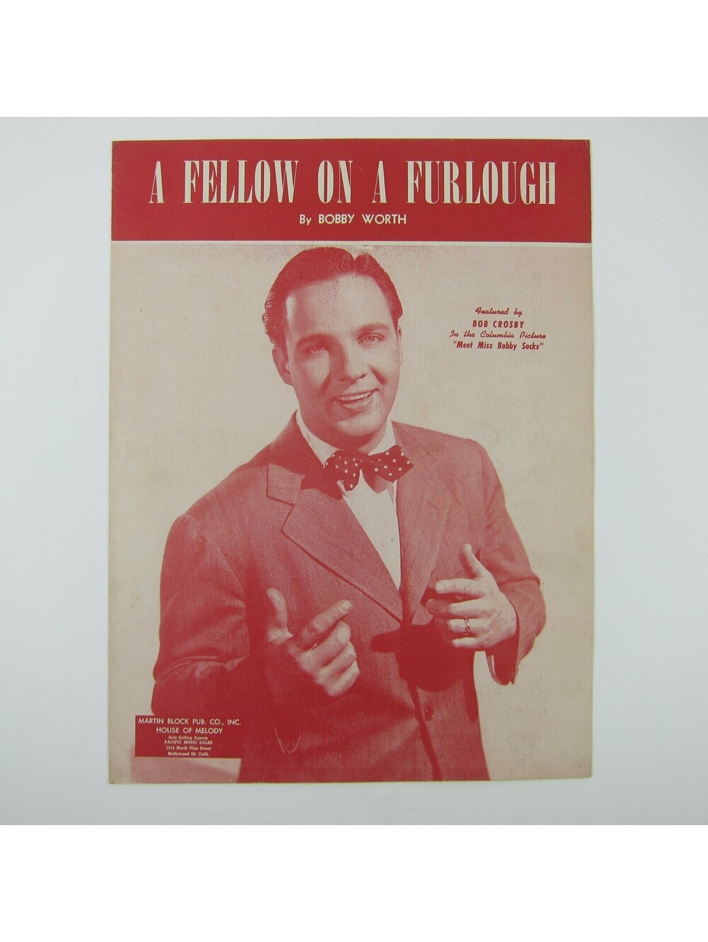 Sheet Music A Fellow On A Furlough Meet Miss Bobby Socks Bob Crosby Vintage 1943